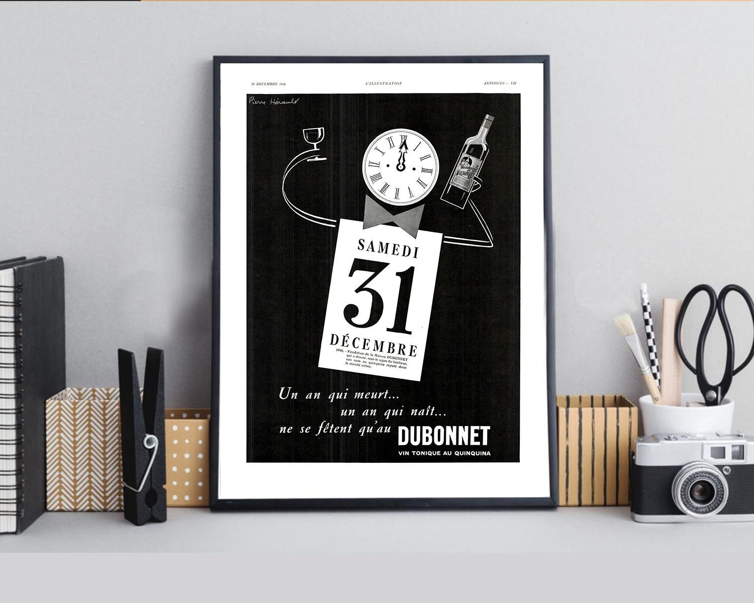 Rare & Authentique Affiche Vintage Années 30 - Dubonnet -30x40cm Sans Cadre Décoration Murale Idée C