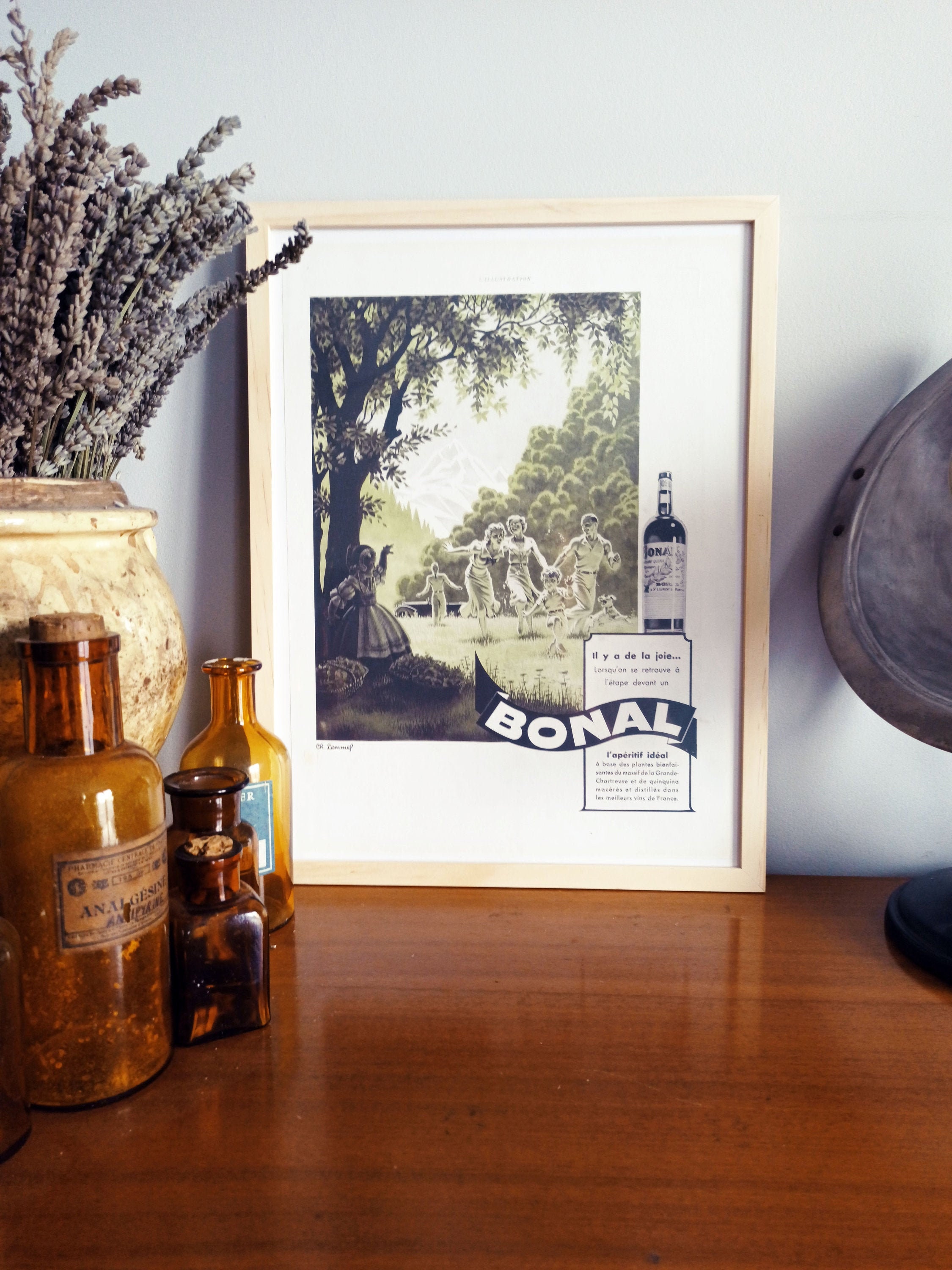 Rare & Authentique Affiche Vintage Années 30- Bonal -30x40cm-Sans Cadre - Décoration Murale Idée Cad