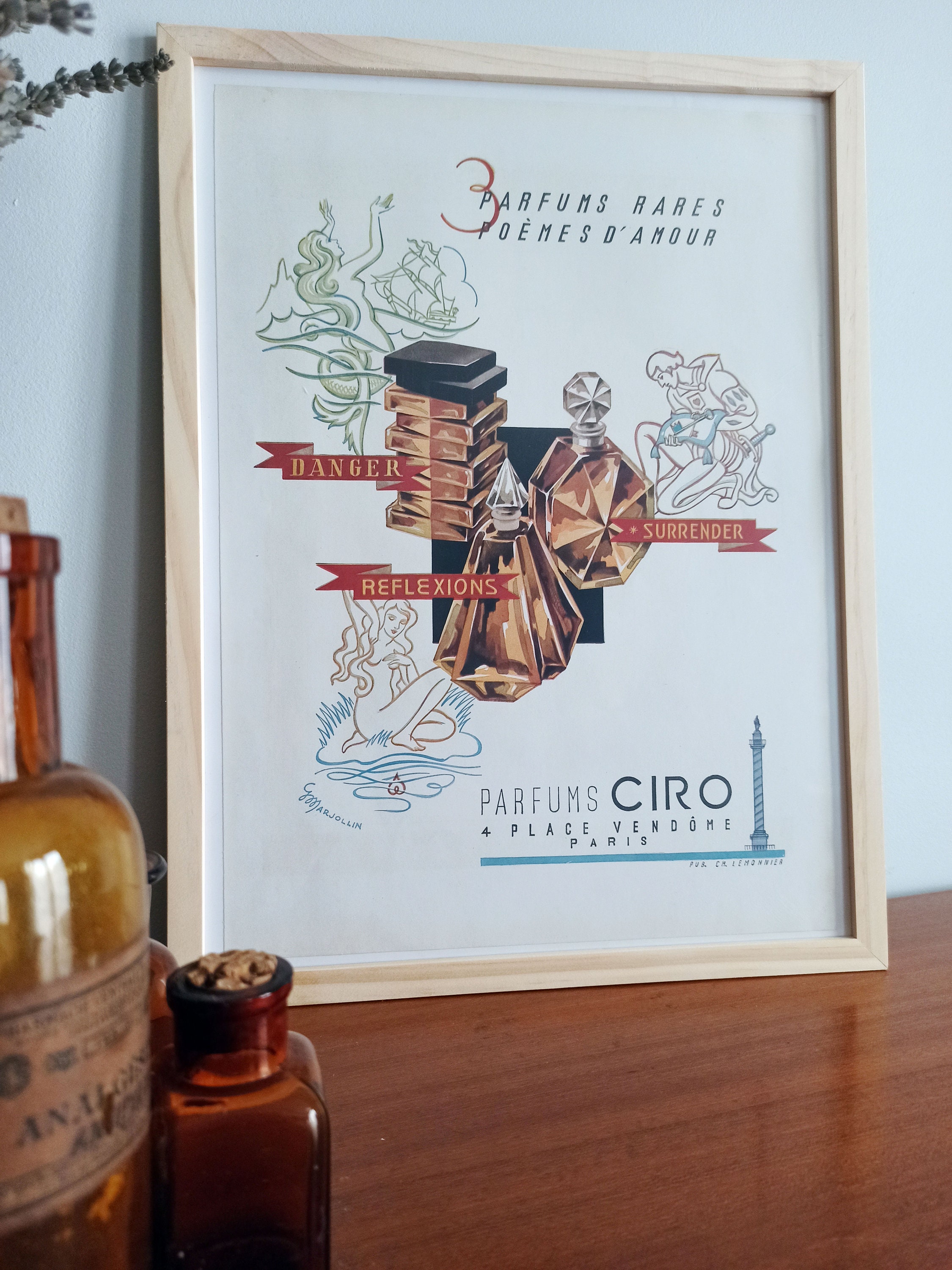 Affiche Vintage Originale Années 30 - Ciro Paris Parfum -30x40cm-Sans Cadre- Décoration Murale Idée