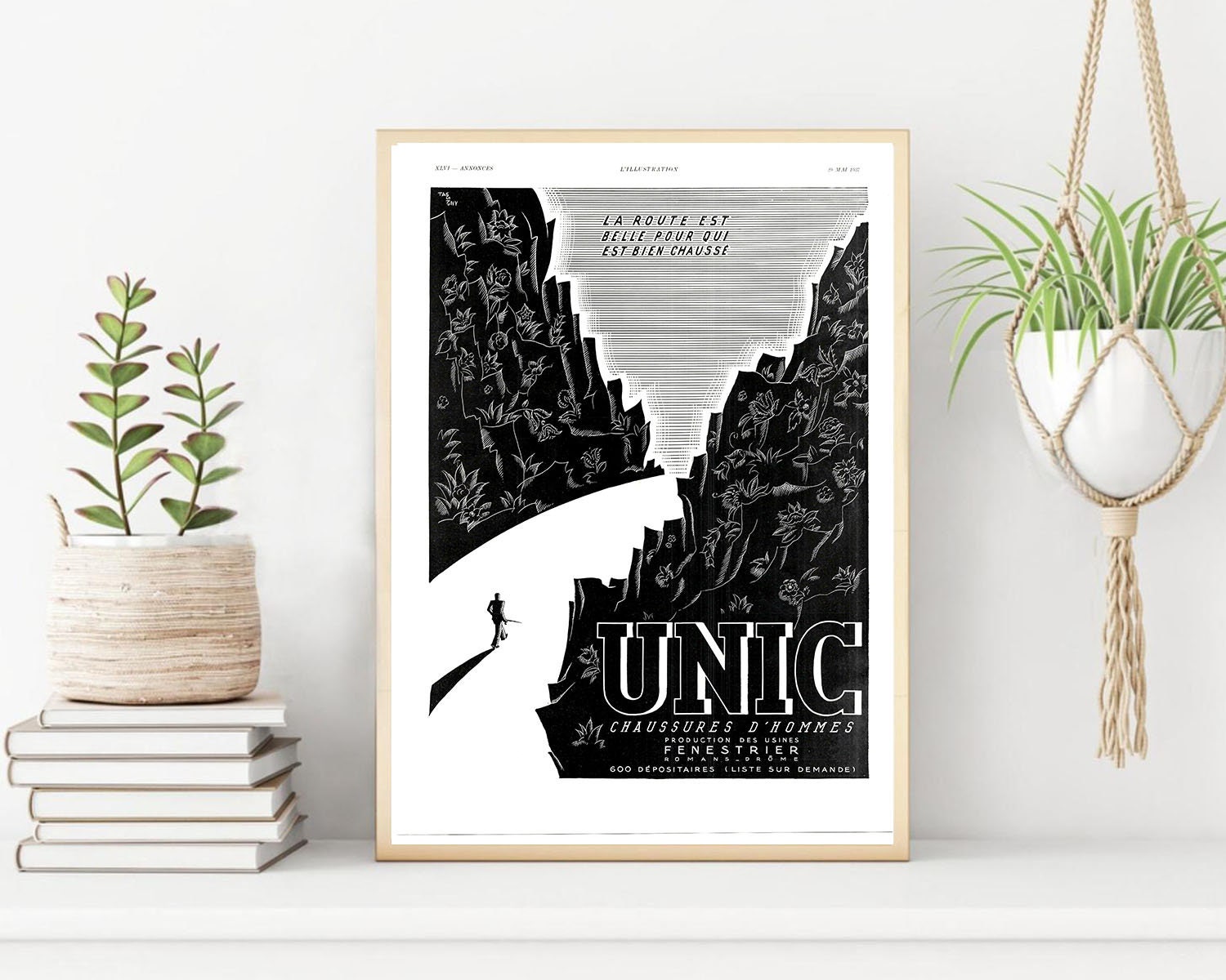 Rare & Authentique Affiche Vintage Années 30 - Chaussure Unic -30x40cm-Sans Cadre- Décoration Murale