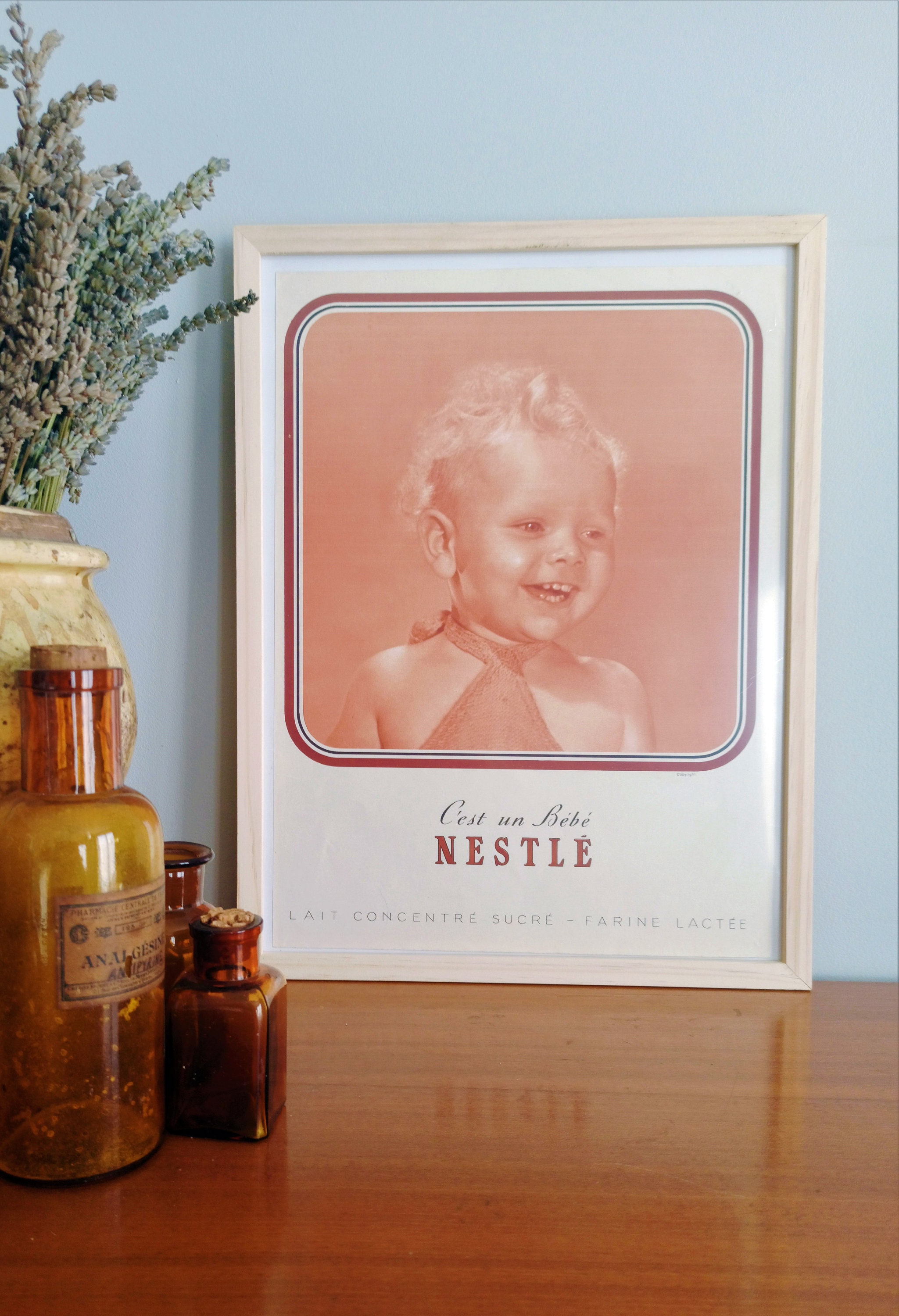 Rare & Authentique Affiche Vintage Années 30 - Bébé Nestlé -30x40cm Sans Cadre Décoration Murale Idé