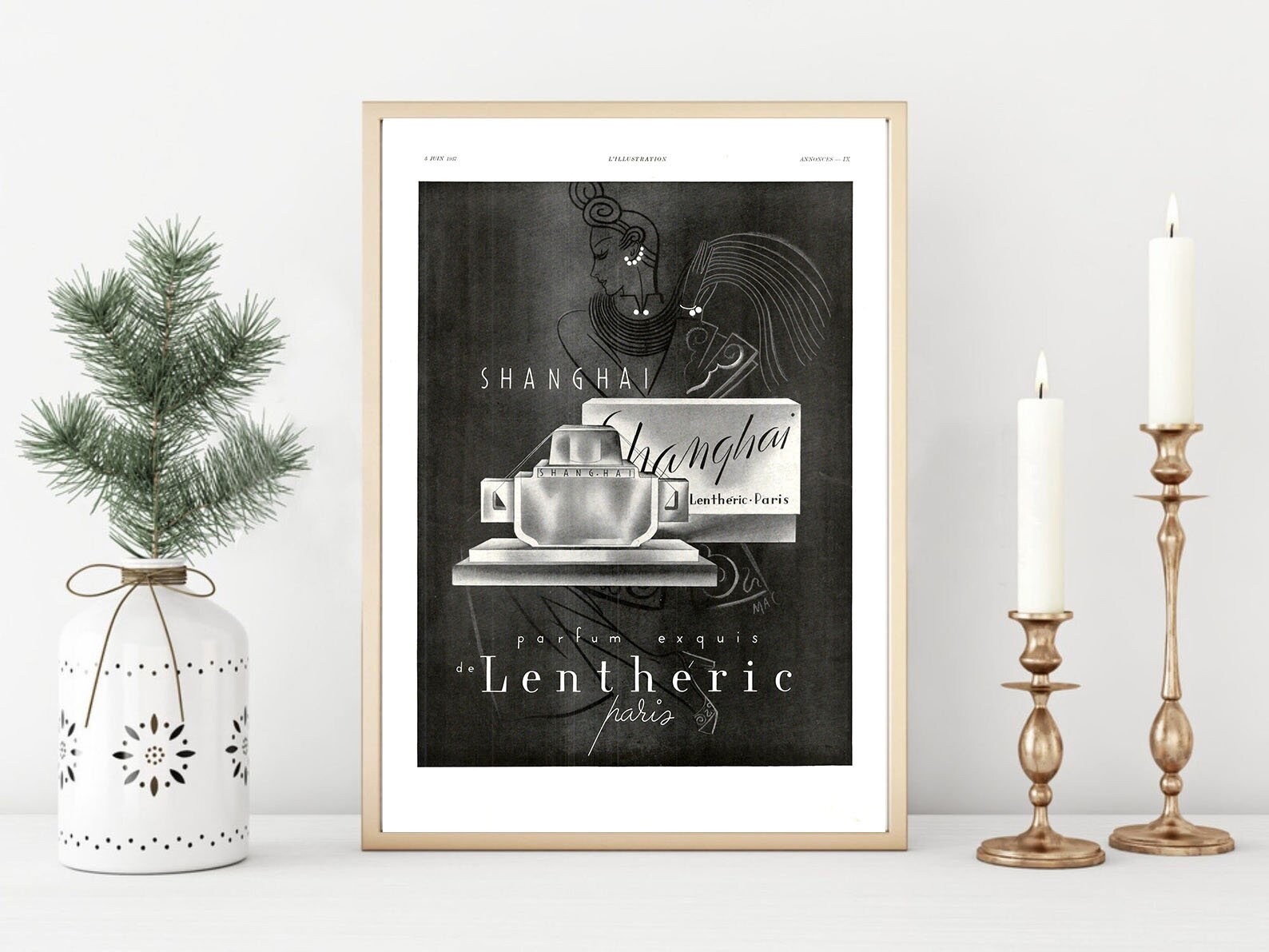 Affiche Vintage Originale Années 30- Lentheric Parfum -30x40cm-Sans Cadre-Décoration Murale- Idée Ca