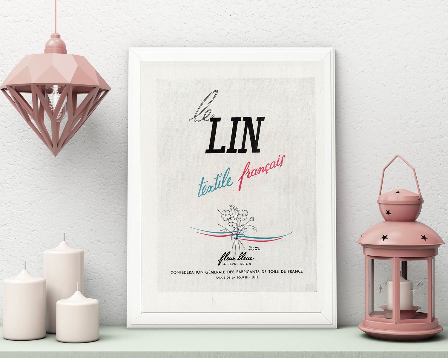 Rare & Authentique Affiche Vintage Années 30 - Lin de France -30x40cm Sans Cadre Décoration Murale I