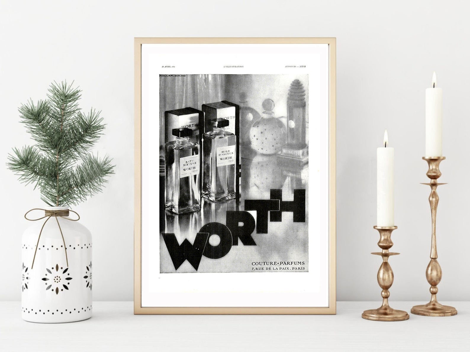 Affiche Vintage Originale Années 30- Worth Parfum -30x40cm-Sans Cadre-Décoration Murale- Idée Cadeau