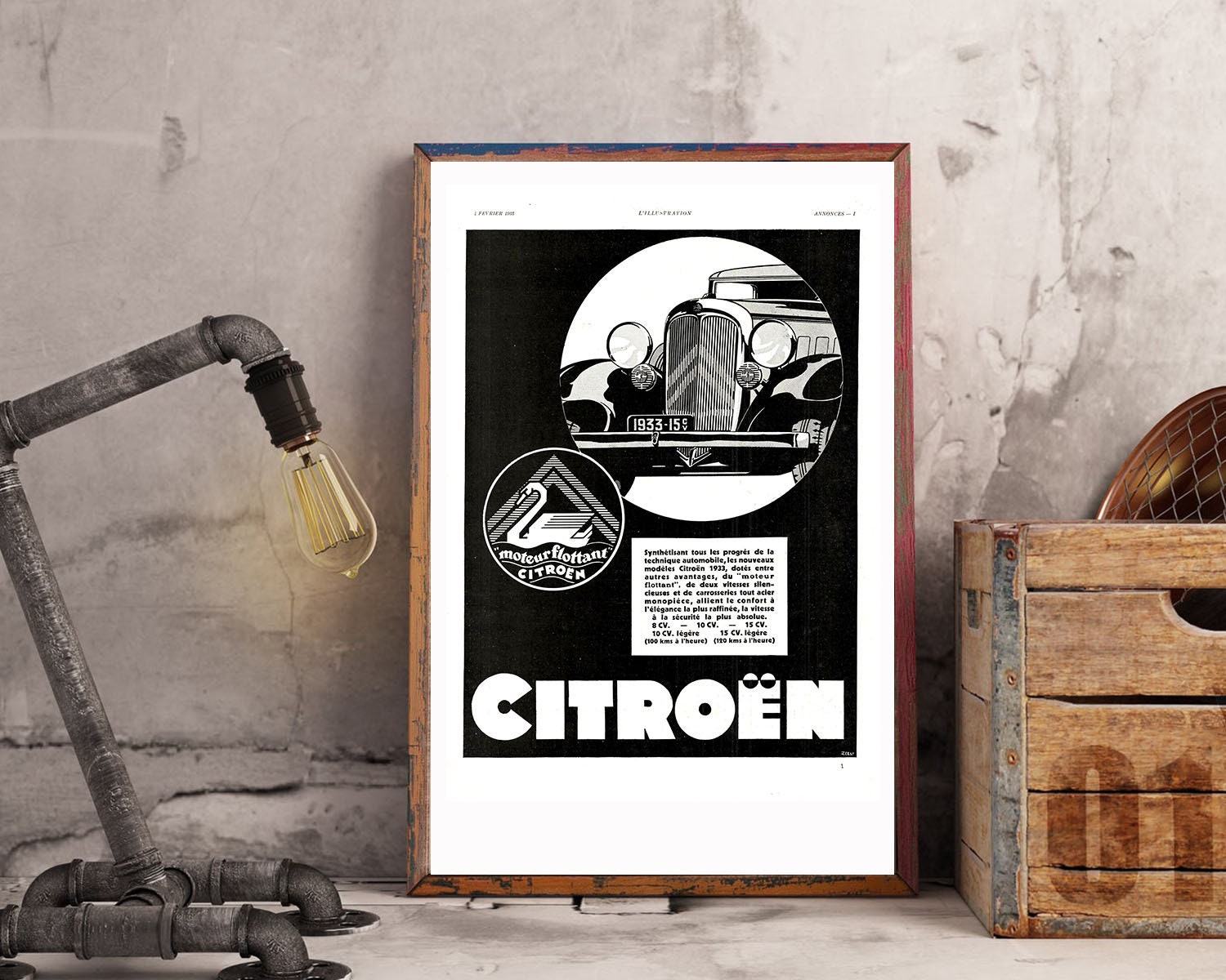 Rare & Authentique Affiche Vintage Années 30 -Citroen -30x40cm- Sans Cadre - Décoration Murale Idée 