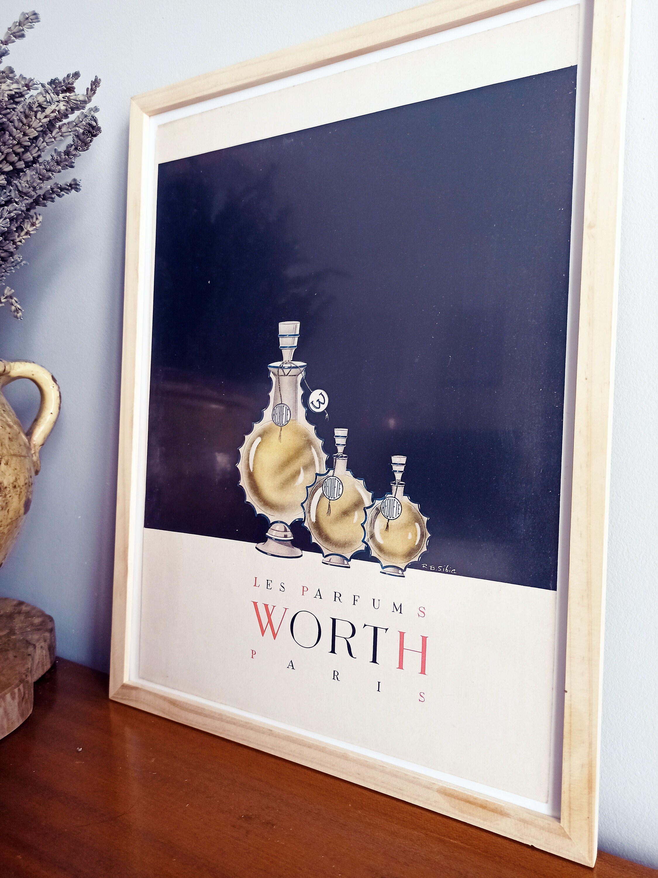 Affiche Vintage Originale Années 30 - Worth Paris Parfum -30x40cm-Sans Cadre- Décoration Murale Idée