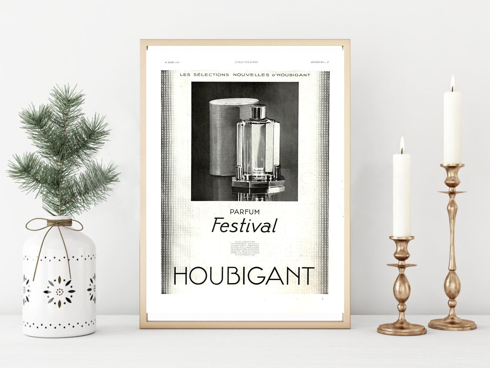 Affiche Vintage Originale Années 30- Houbigant Parfum -30x40cm-Sans Cadre-Décoration Murale- Idée Ca