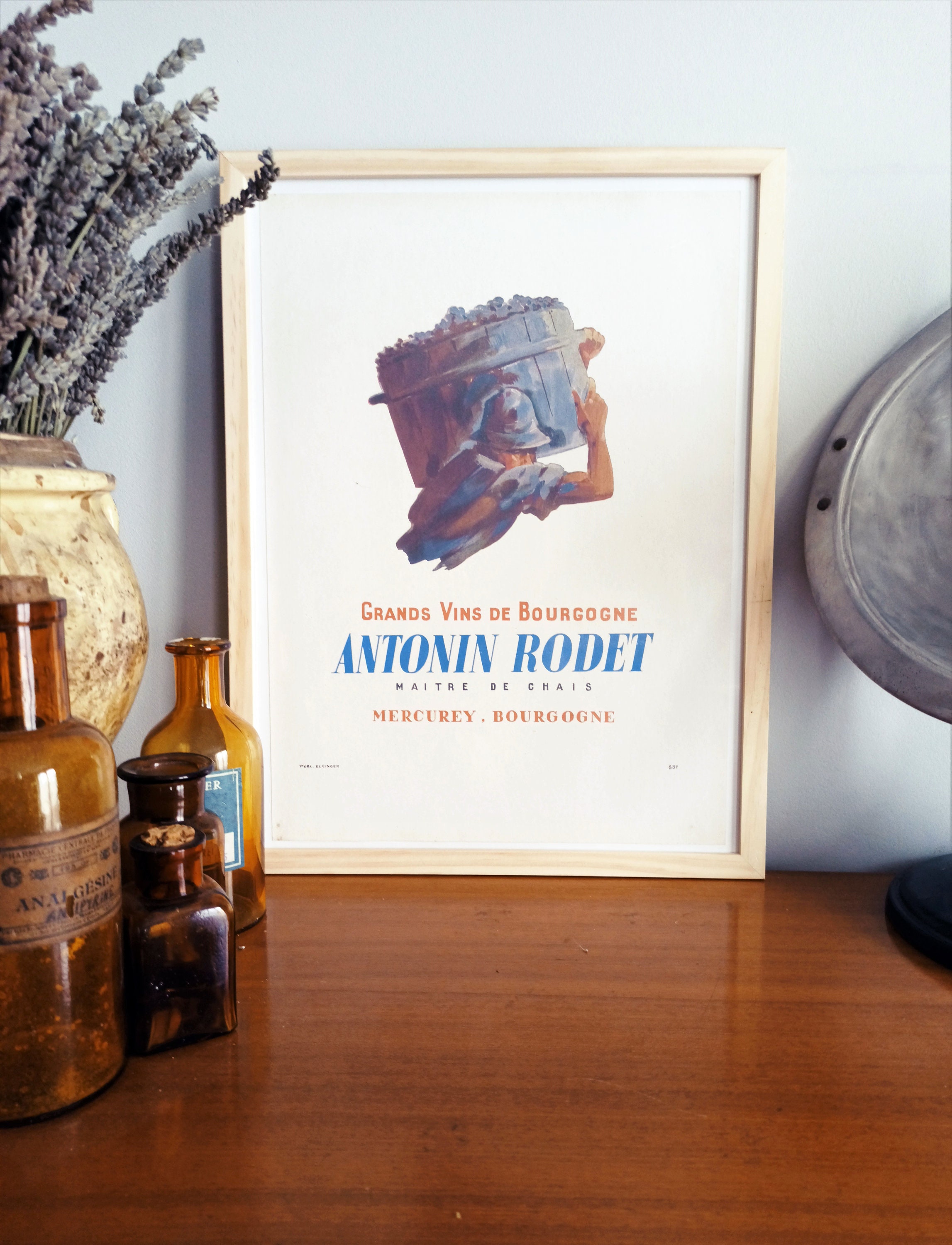 Rare & Authentique Affiche Vintage Années 30- Vin Antonin Rodet -30x40cm-Sans Cadre - Décoration Mur