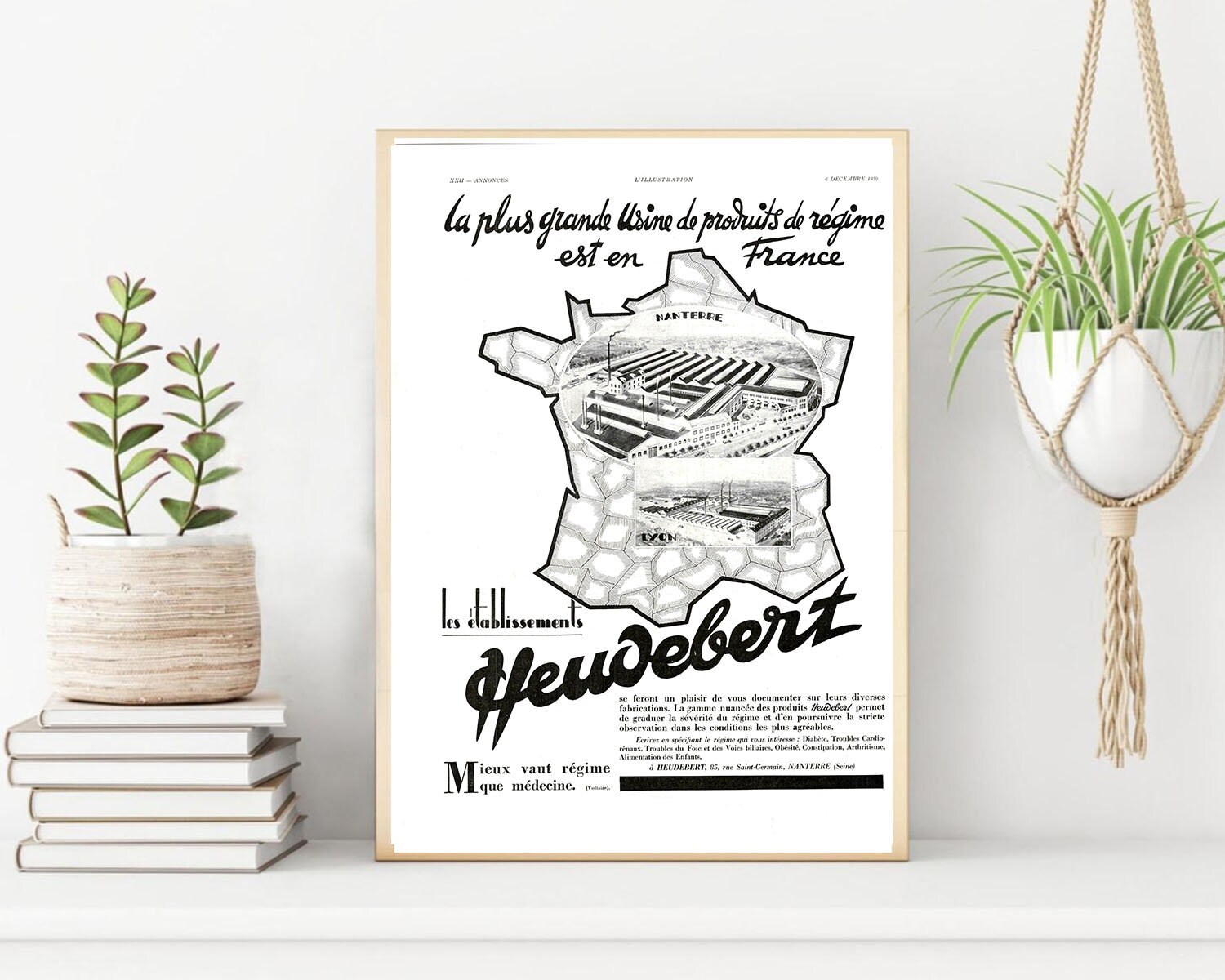 Rare & Authentique Affiche Vintage Années 30 - Heudebert -30x40cm Sans Cadre Décoration Murale Idée 