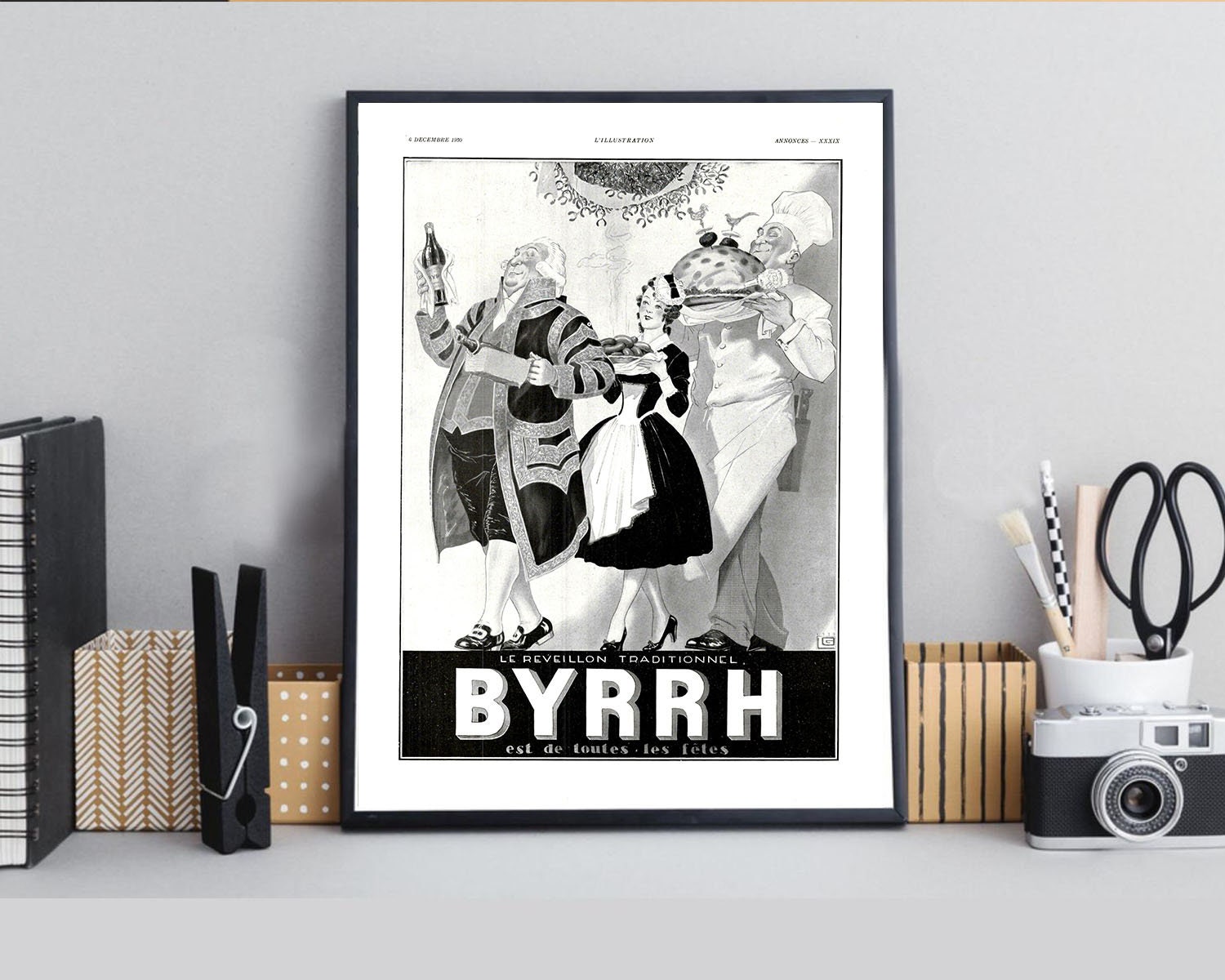 Rare & Authentique Affiche Vintage Années 30 - Byrrh -30x40cm Sans Cadre Décoration Murale Idée Cade