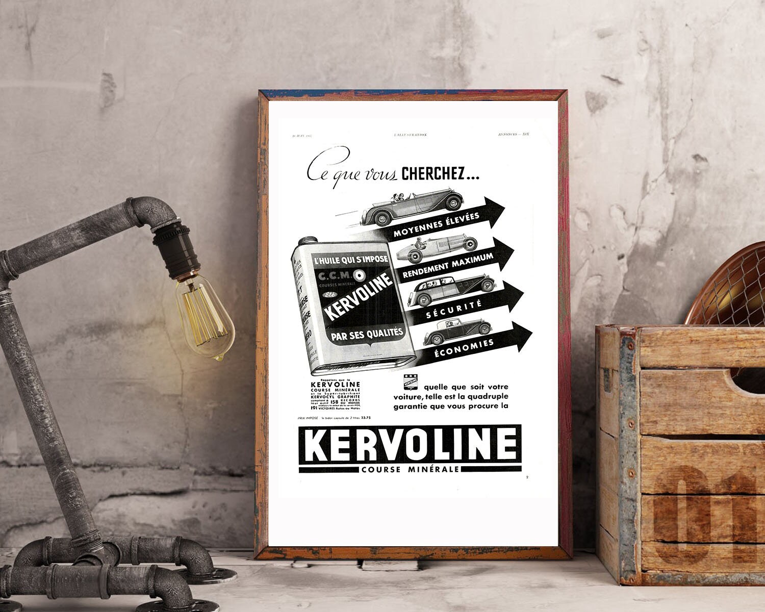 Rare & Authentique Affiche Vintage Années 30 - Kervoline -30x40cm- Sans Cadre Décoration Murale Idée