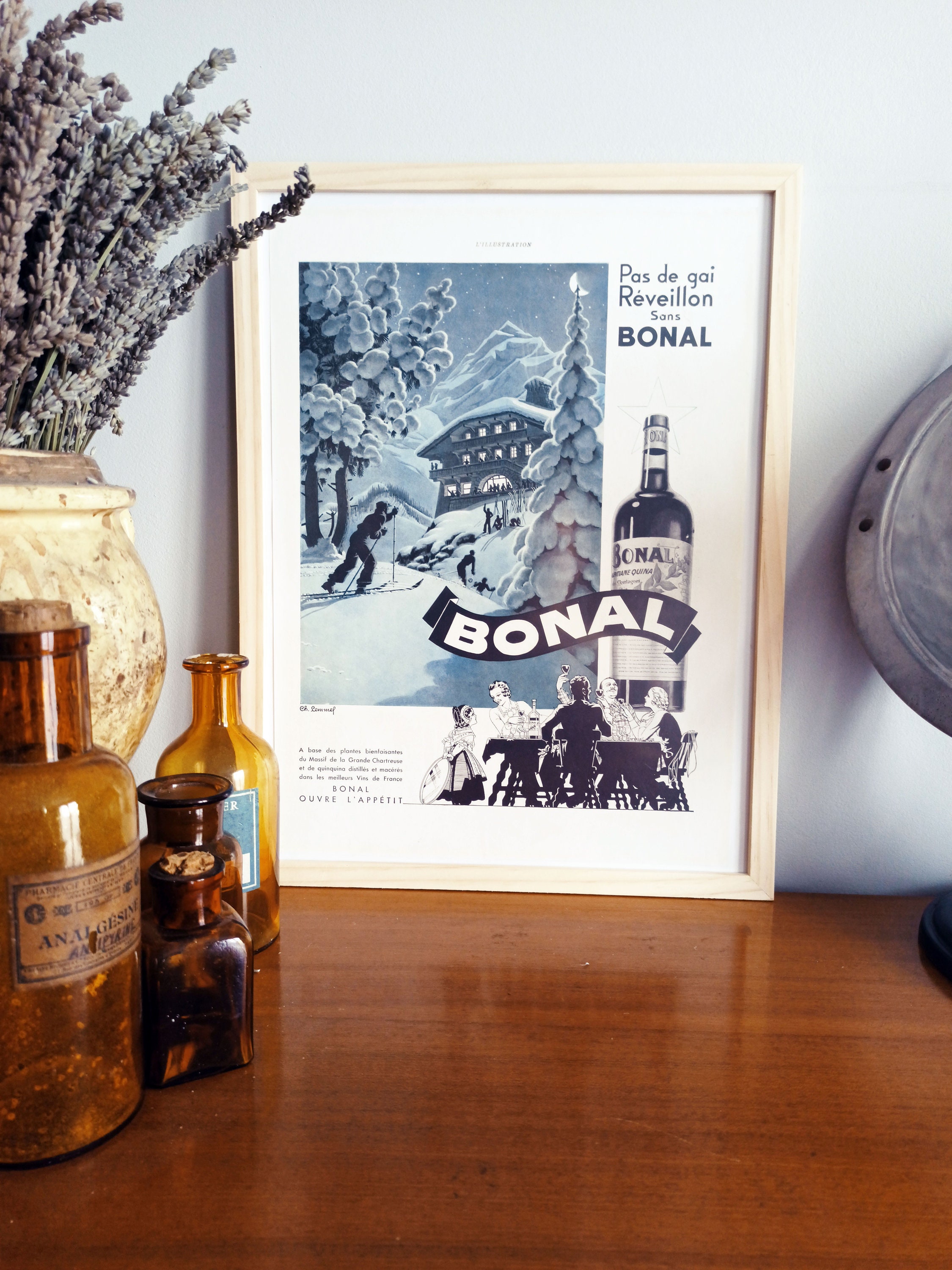 Rare & Authentique Affiche Vintage Années 30- Bonal -30x40cm-Sans Cadre - Décoration Murale Idée Cad