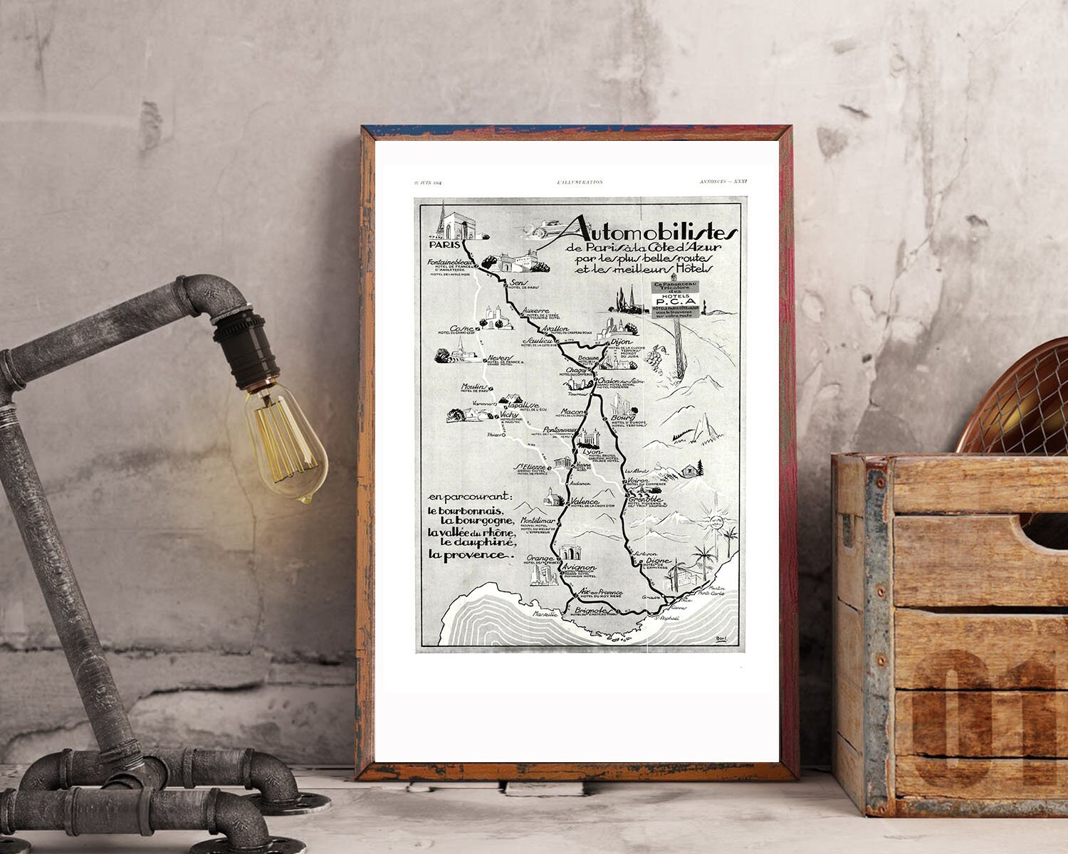 Rare & Authentique Affiche Vintage Années 30 - Course Automobile -30x40cm- Sans Cadre Décoration Mur