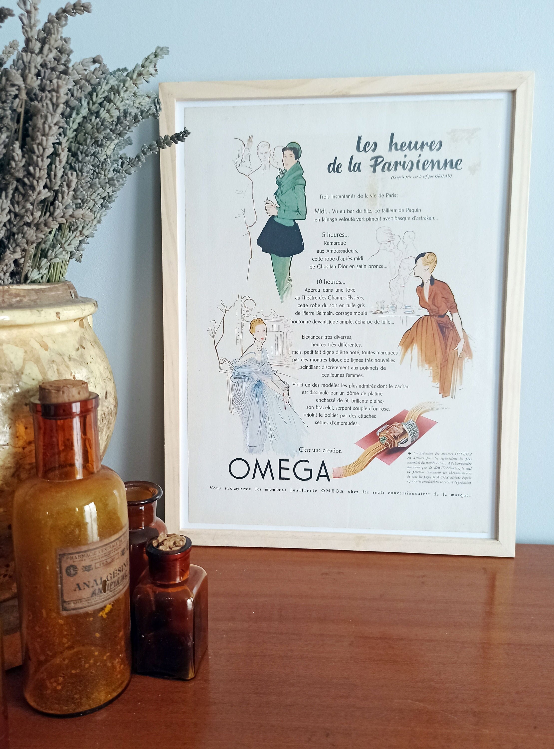 Rare & Authentique Affiche Vintage Années 30 - Omega Montre 30x40cm Sans Cadre Décoration Murale Idé