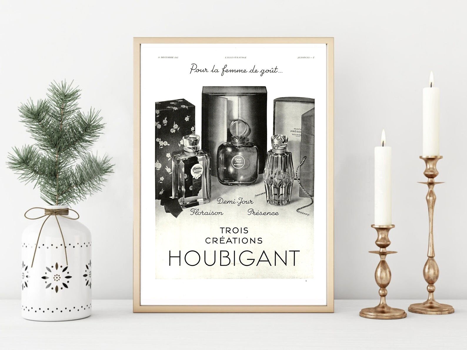 Affiche Vintage Originale Années 30- Houbigant Parfum -30x40cm-Sans Cadre-Décoration Murale- Idée Ca