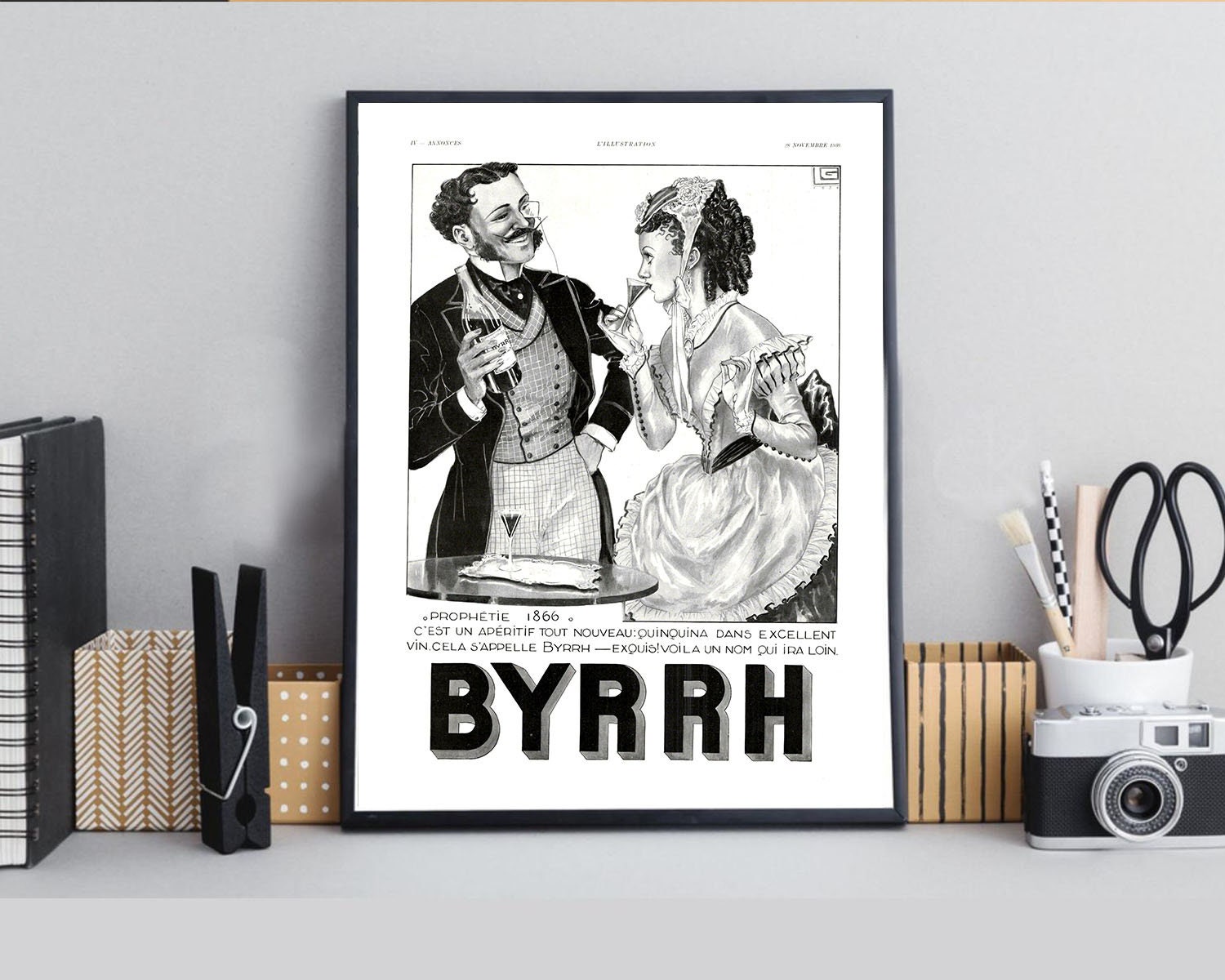 Rare & Authentique Affiche Vintage Années 30 - Byrrh -30x40cm Sans Cadre Décoration Murale Idée Cade