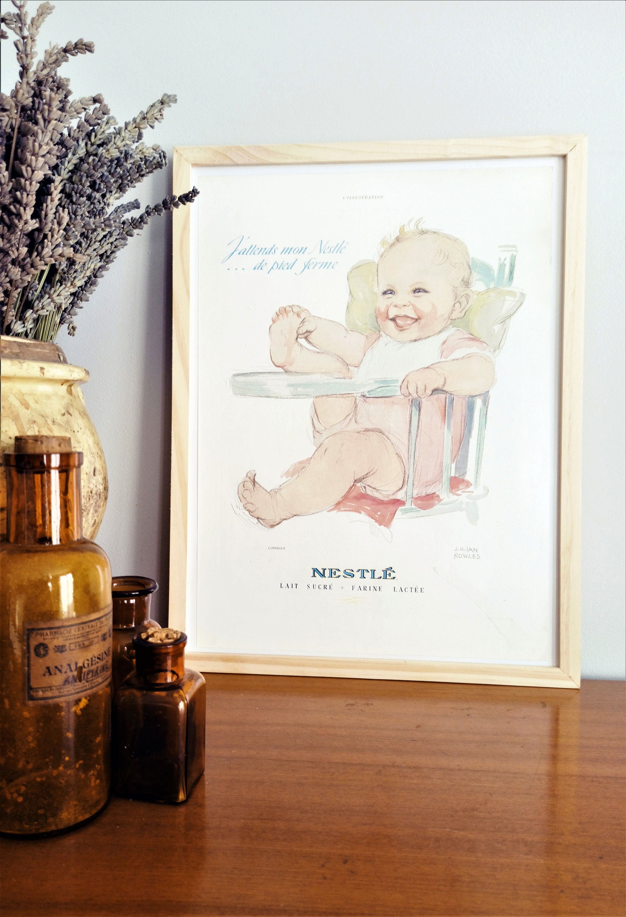 Rare & Authentique Affiche Vintage Années 30 - Bébé Nestlé -30x40cm Sans Cadre Décoration Murale Idé