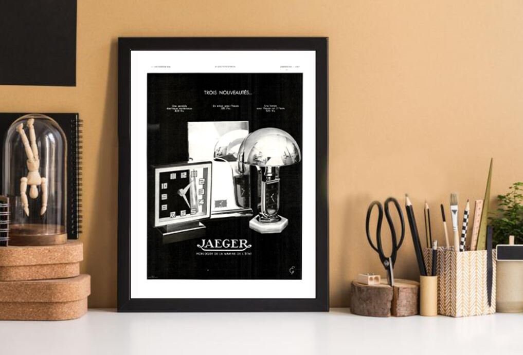 Rare & Authentique Affiche Vintage Années 30- Jaeger Le Coultre Montre - 30x40cm Sans Cadre Décorati