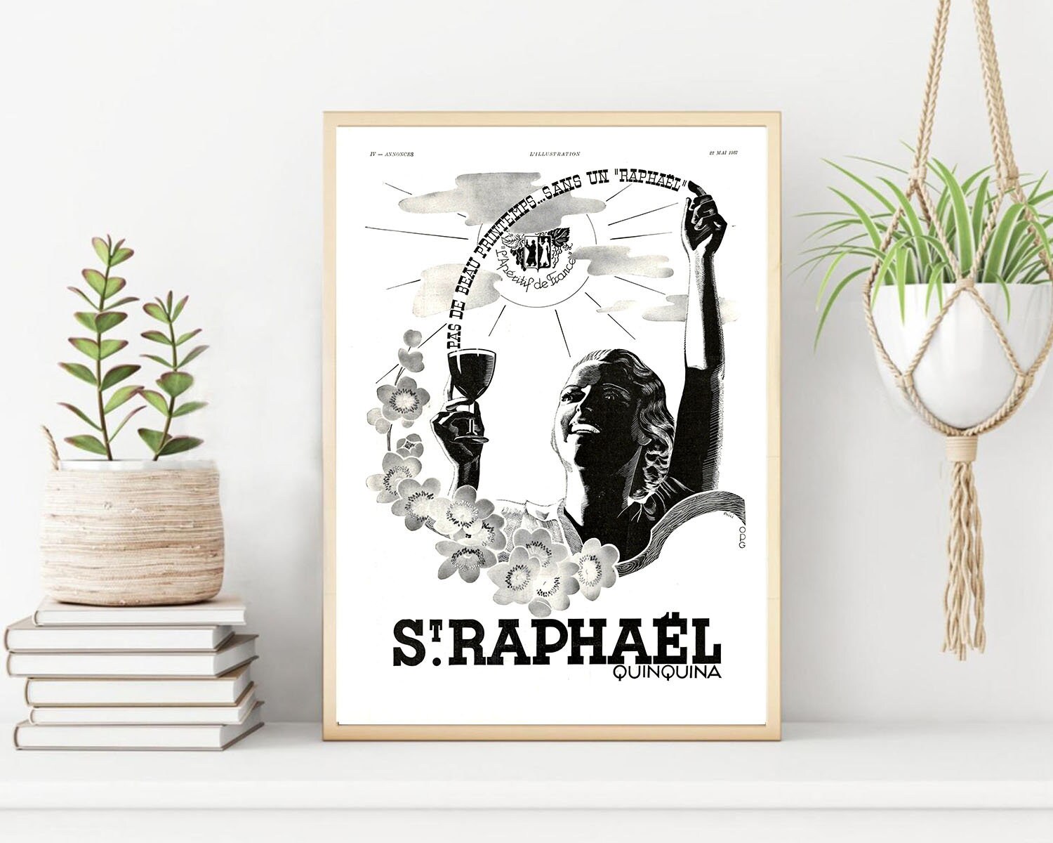 Rare & Authentique Affiche Vintage Années 30 - St Raphael -30x40cm Sans Cadre Décoration Murale Idée