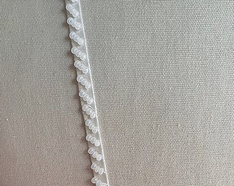 Detachable beaded straps. Pearly beads on light ivory silk organza spaghetti straps.