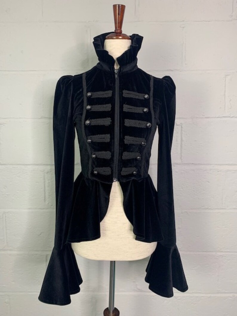 Killstar Black Velvet Military Jacket Size XS Etsy