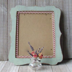 Hand Painted 8 x 10 Green Frame with Red and White Chevron Mat
