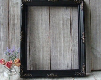 8 x 10 Hand Painted Ornate Black and Gold Vintage Frame