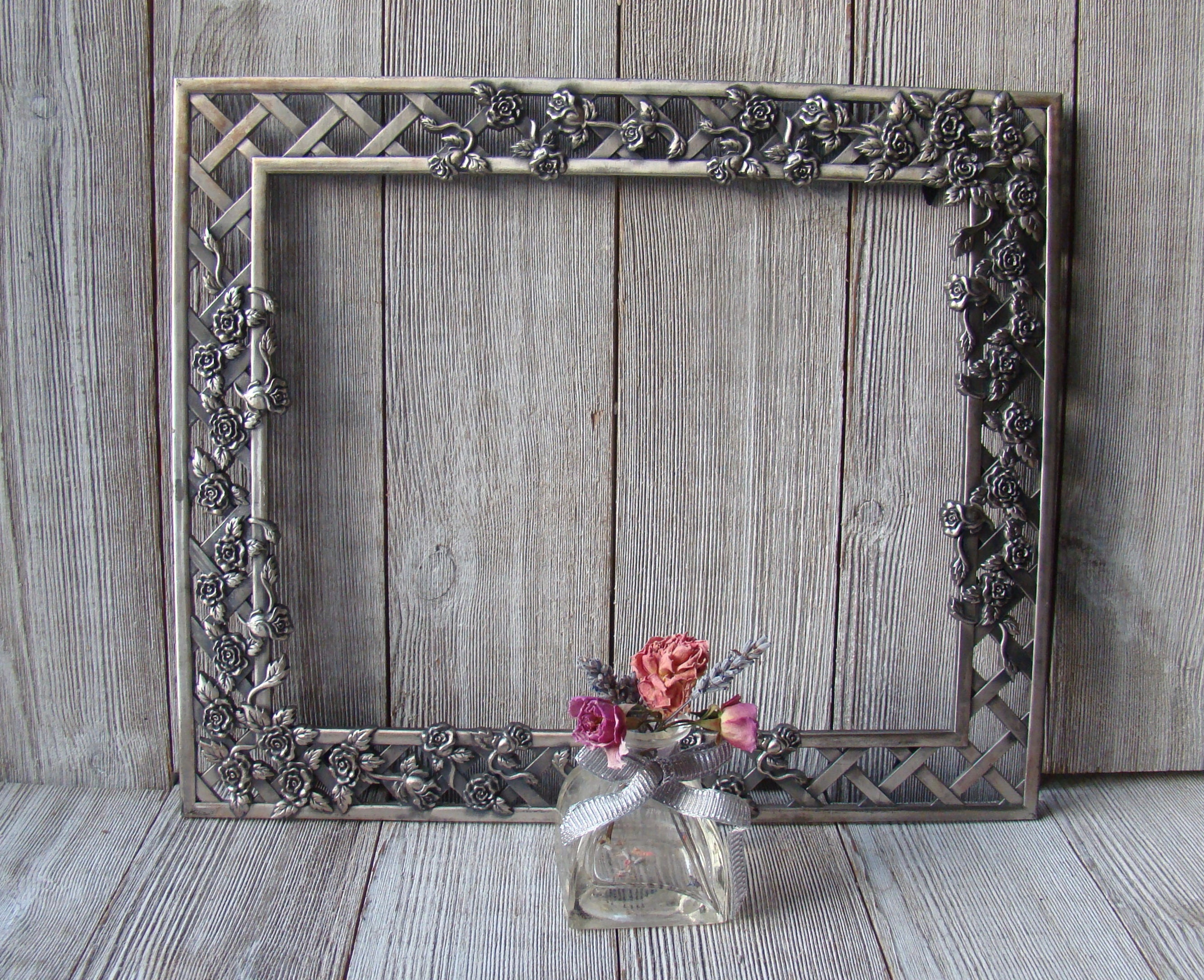 Ornate 8 x 10 Pewter Rose Frame Etsy