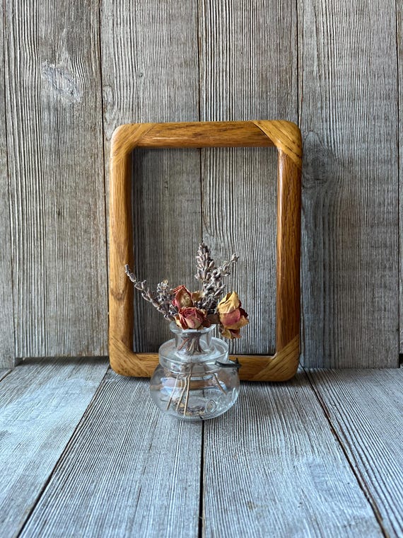 Vintage  5 x 7 Solid Oak Wood Frame with Rounded Corners