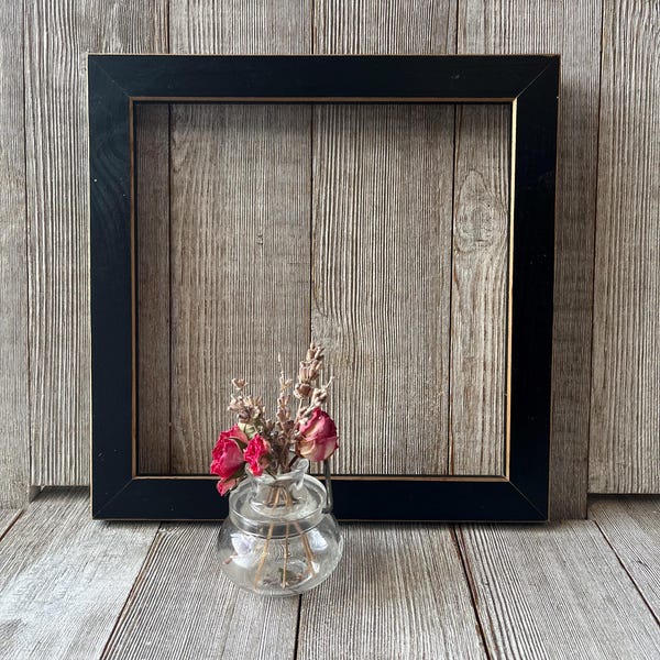 8 1/2 x 8 1/2 Square Black Distressed Wood Picture Frame
