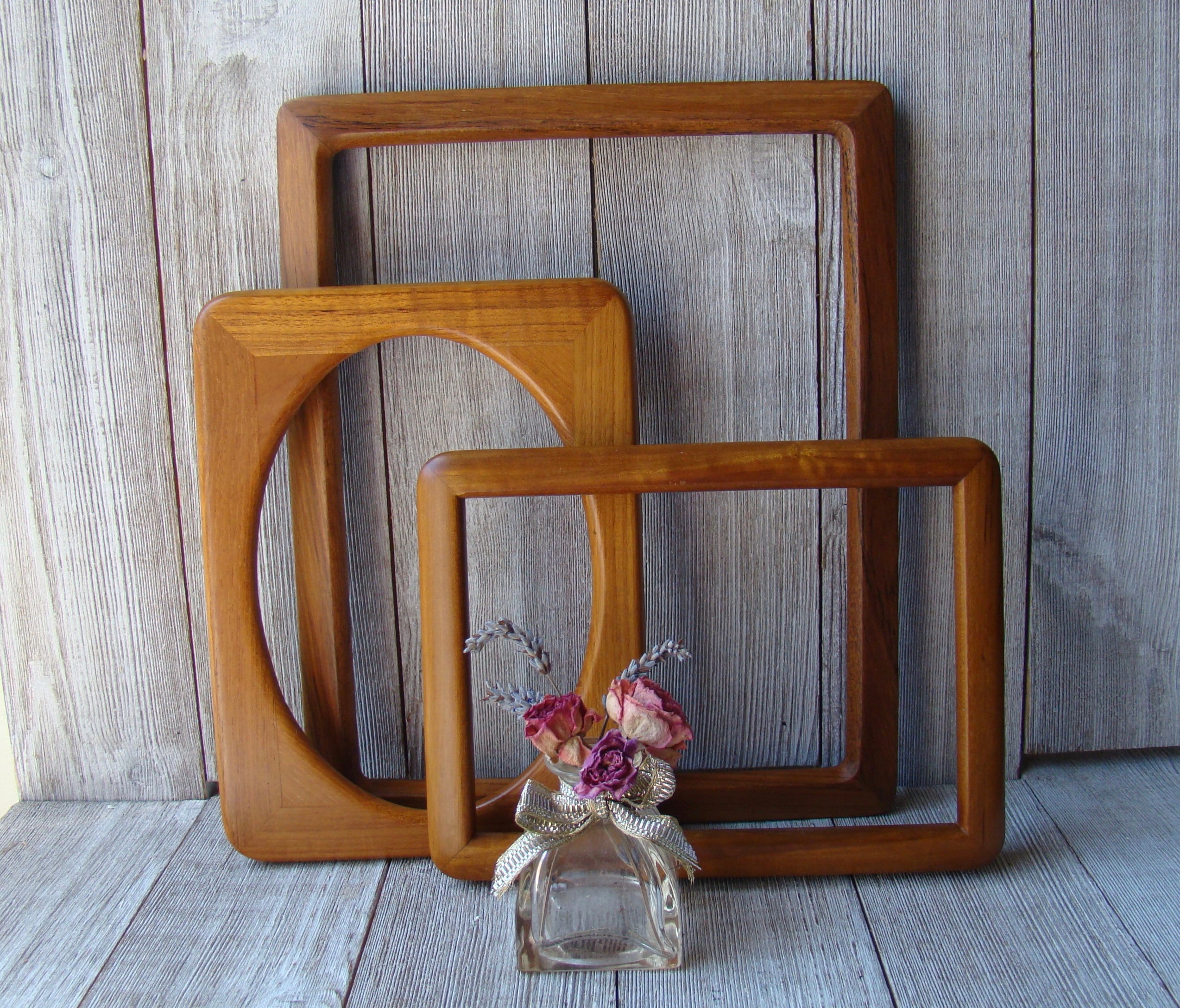 Frames Framing Vintage Teak wood frame rounded corners
