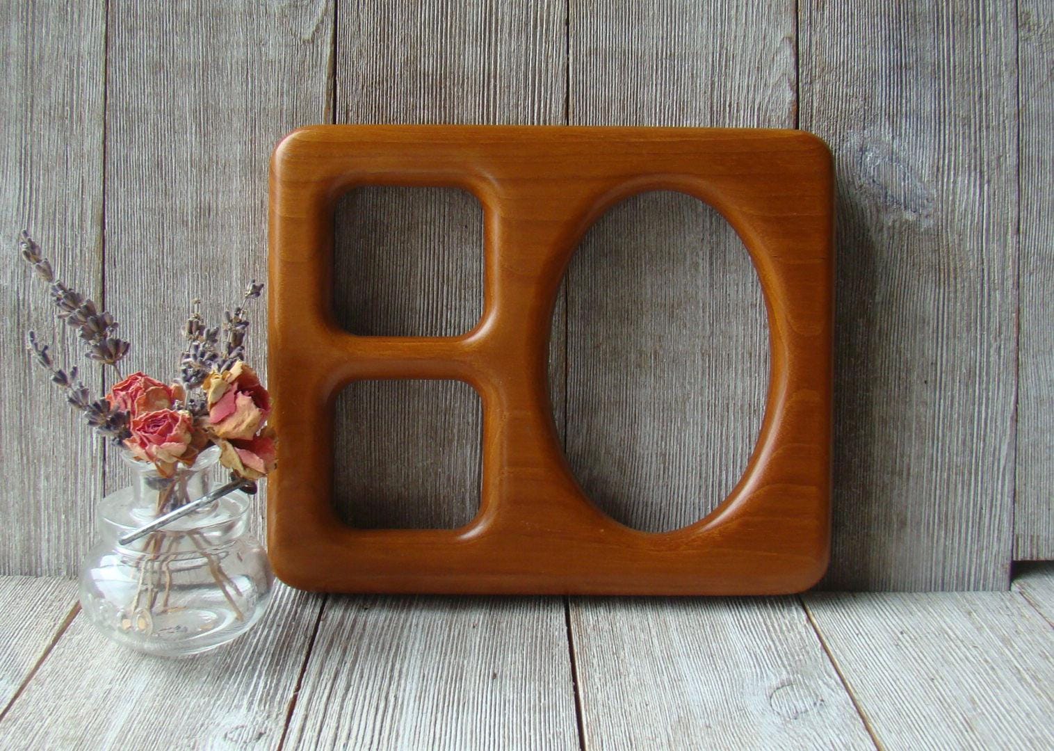 Triple Opening Wood Frame with Rounded Corners