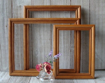 Set of 3 Vintage Oak Wood Frames, 2- 8 x 10 Wood Frames, 1 - 5 x 7 Wood Frame