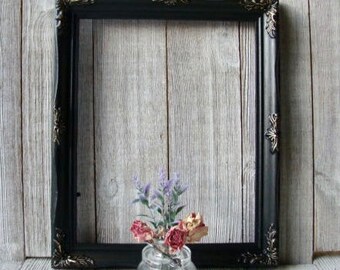 8 x 10 Hand Painted Ornate Black and Gold Vintage Frame