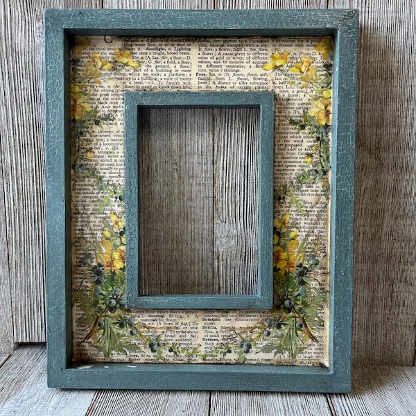 4 x 6 Blue and Floral Picture Frame