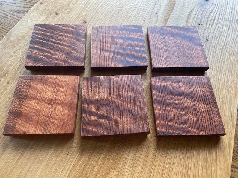 Set of 6 Salvaged Old Growth Curly Redwood Coasters Etsy