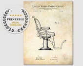 1882 Barber 39 s Chair Patent DIGITAL DOWNLOAD Barbershop art, Antique barber 39 s chair, Laundry room decor, Barbershop decor, Bathroom decor