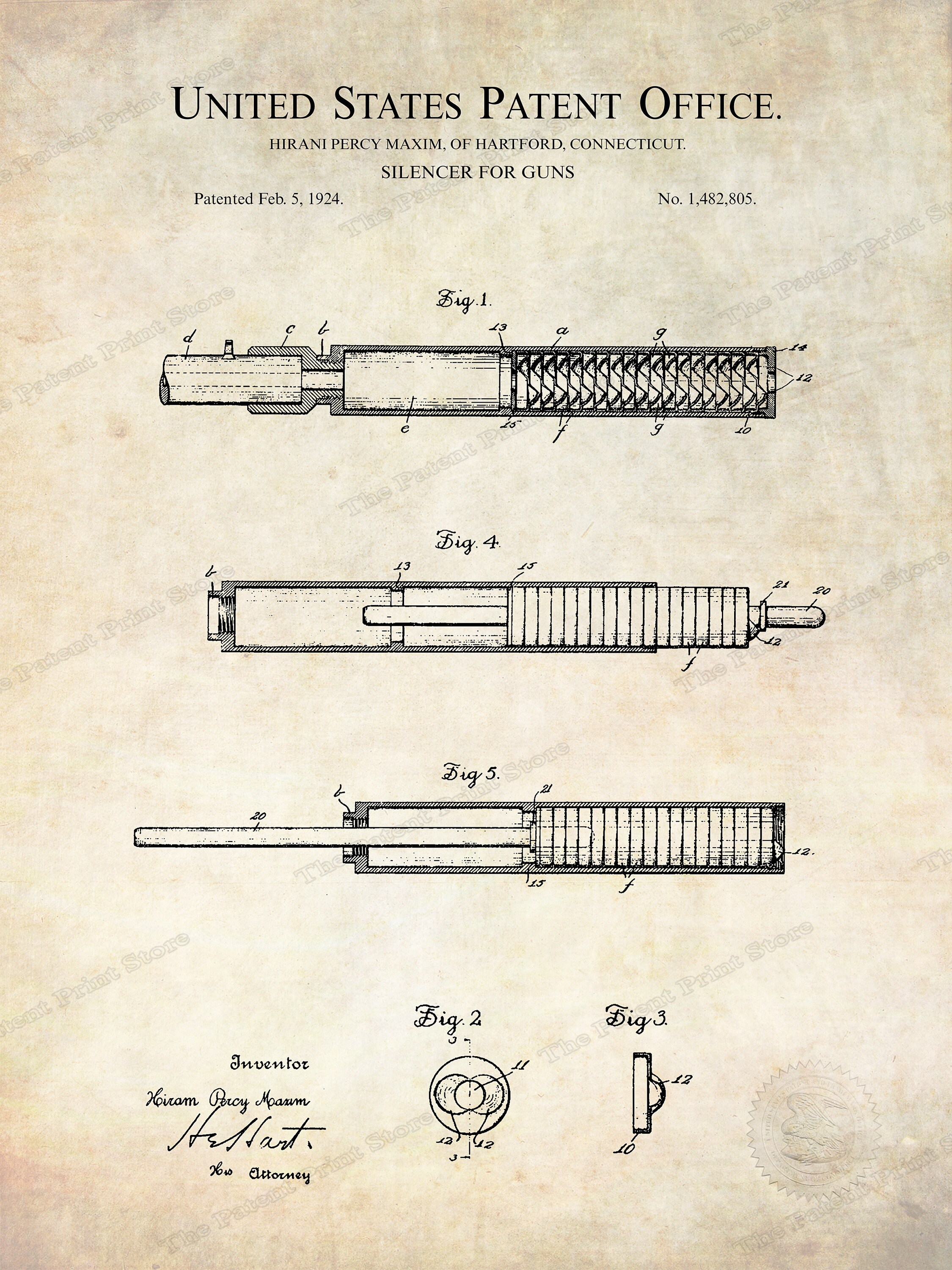 1924 SILENCER FOR GUNS Patent Digital Download Etsy