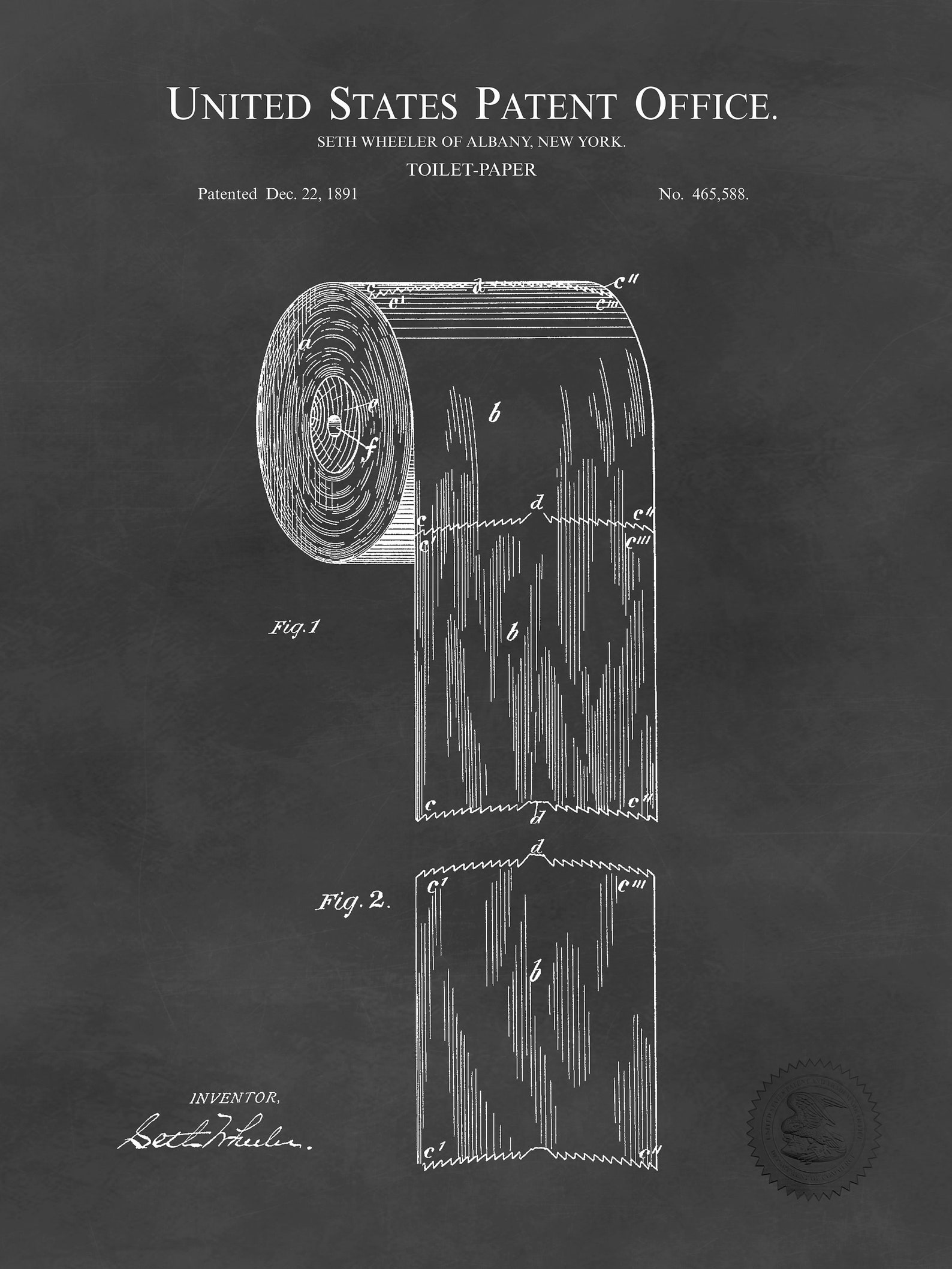 1891 Toilet Paper Roll Patent DIGITAL DOWNLOAD Etsy