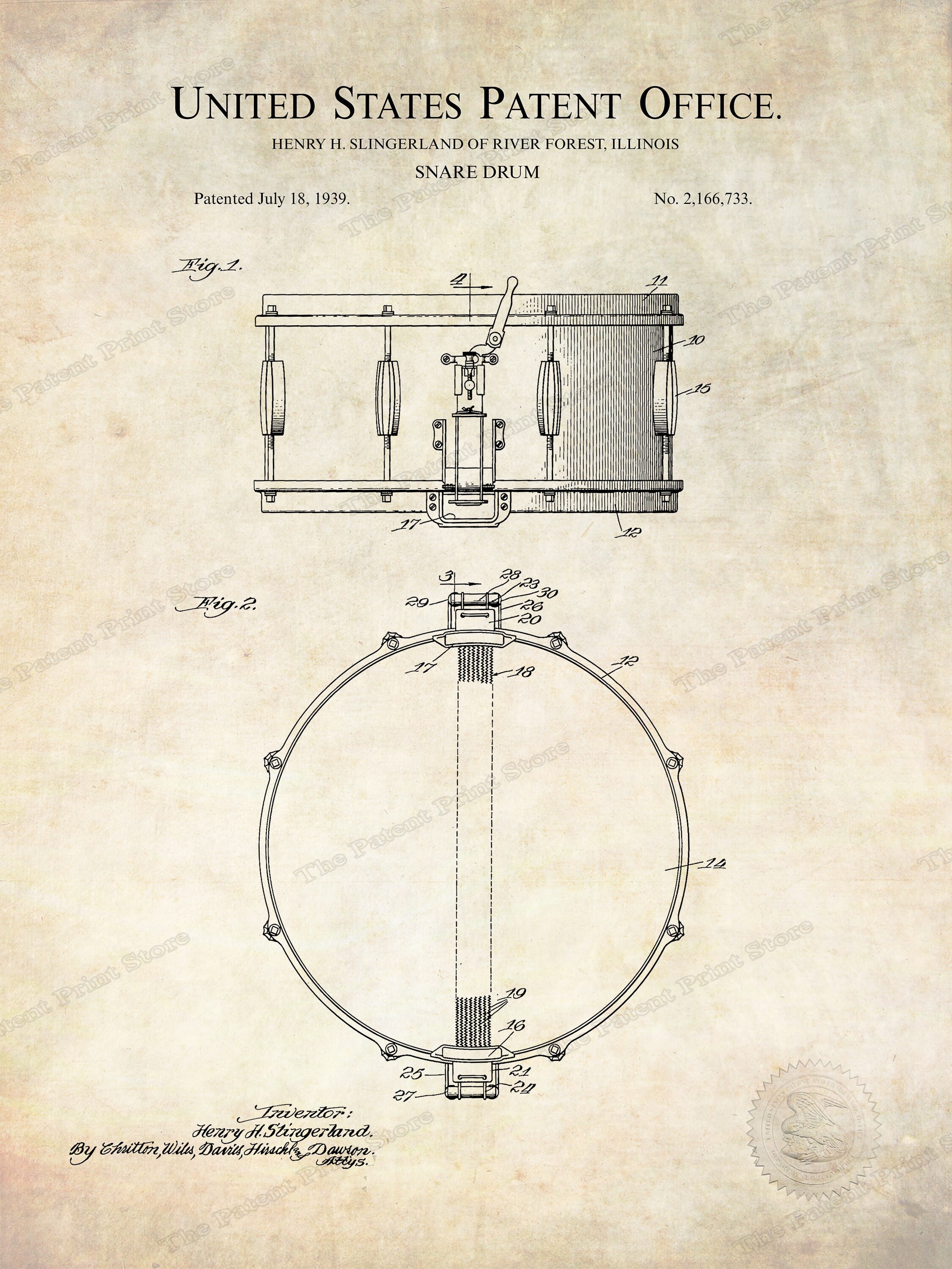 Vintage Drum Patents 4 DIGITAL DOWNLOADS Bass Drum patente Etsy