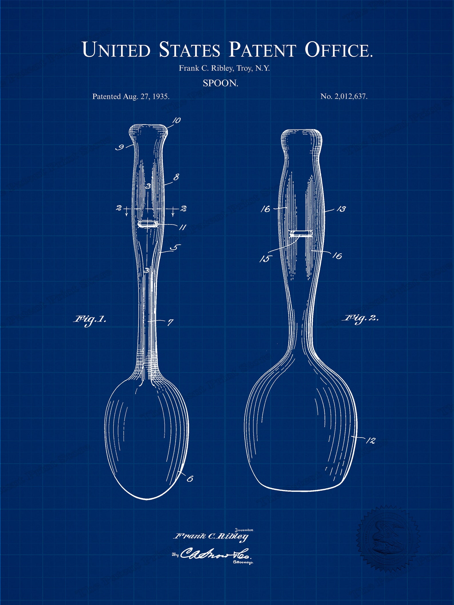 1935 SPOON Patent Digital Download Printable Image Etsy