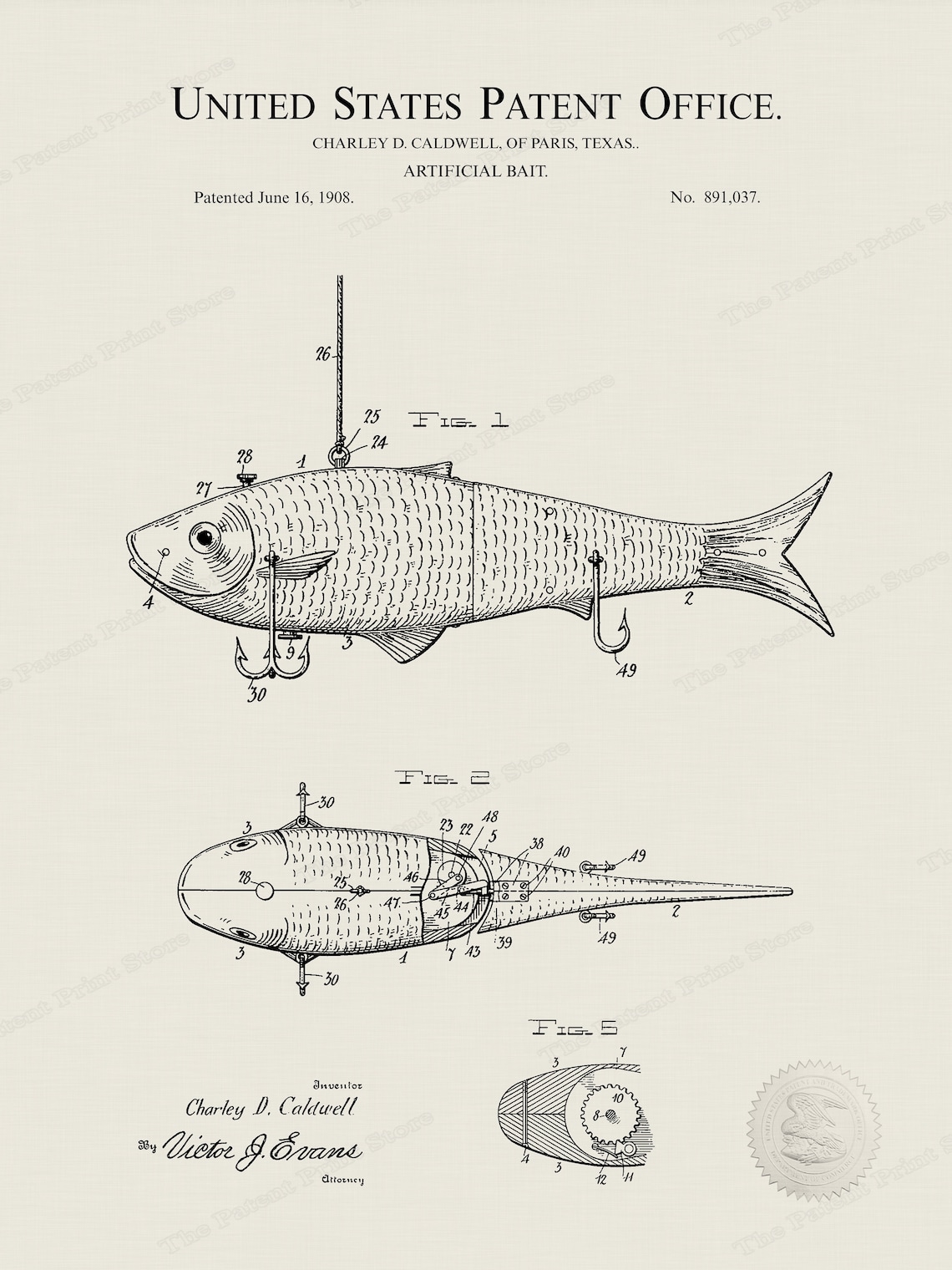 Vintage Fishing Lure Patent PRINTABLE DIGITAL DOWNLOAD | Etsy