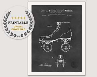 Roller Skates Roller Derby Gifts Roller Skate Pop Art Patent Digital Download