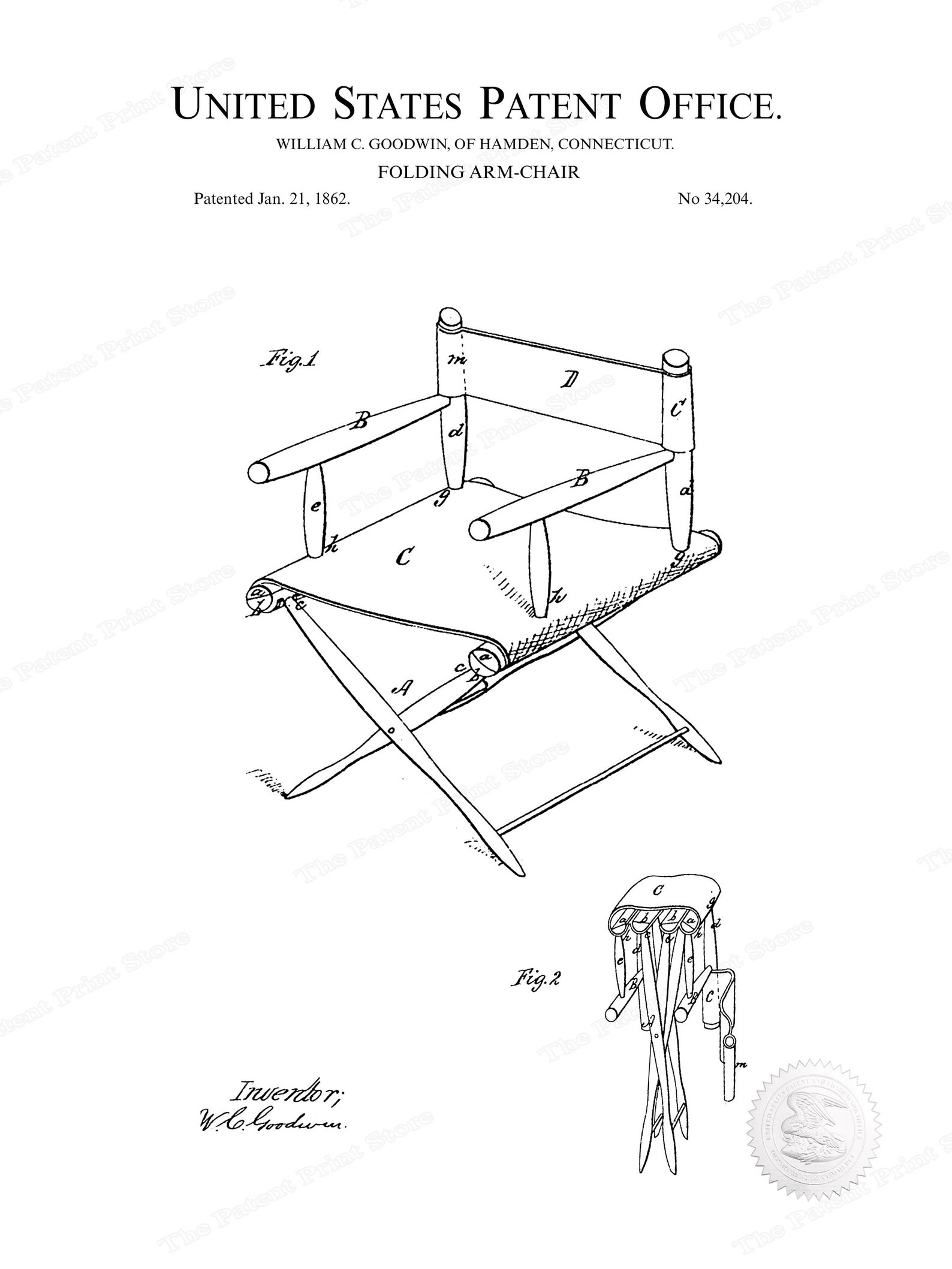 Directors Chair Patent PRINTABLE DIGITAL DOWNLOAD Etsy