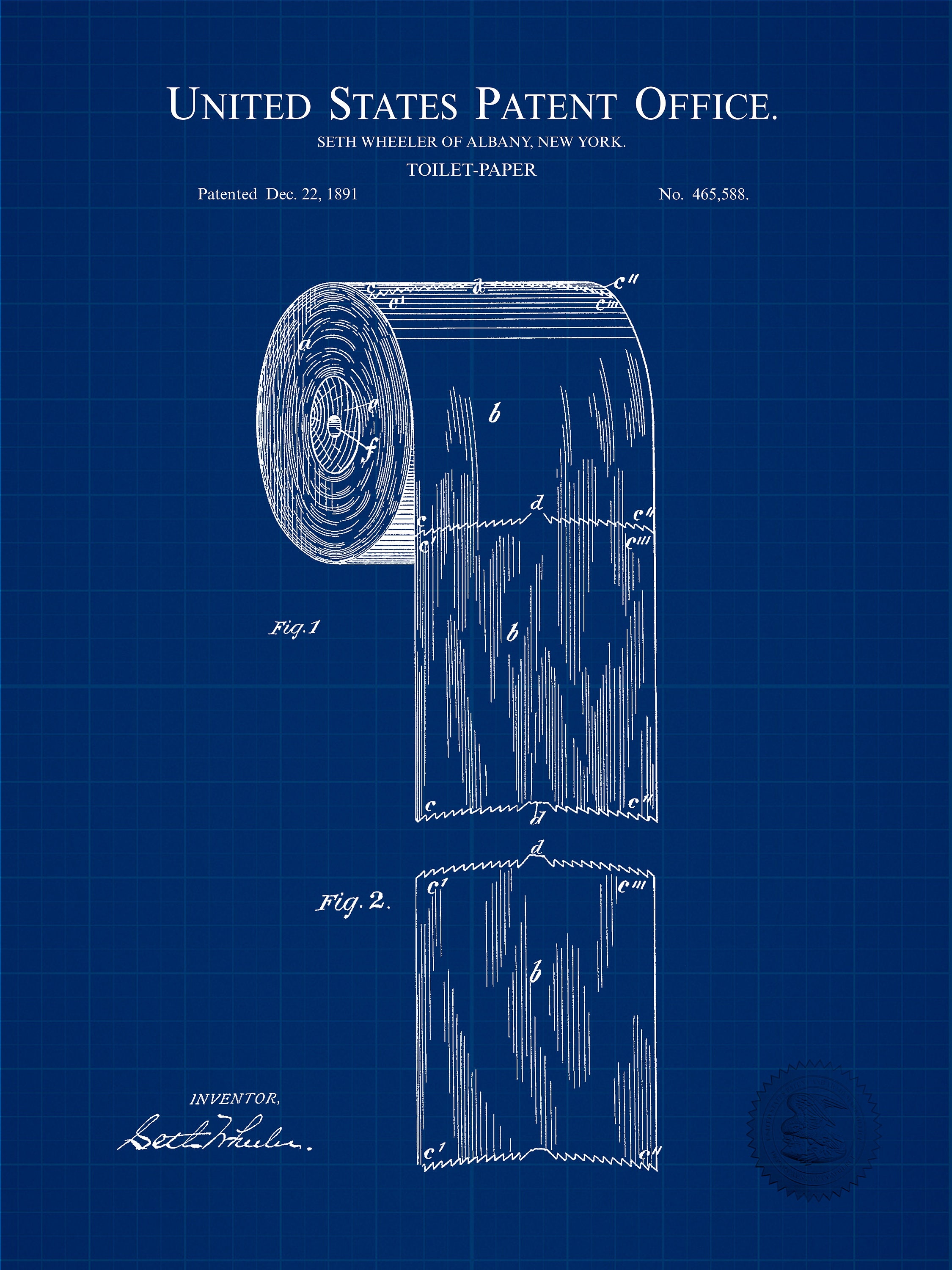 1891 Toilet Paper Roll Patent DIGITAL DOWNLOAD Etsy