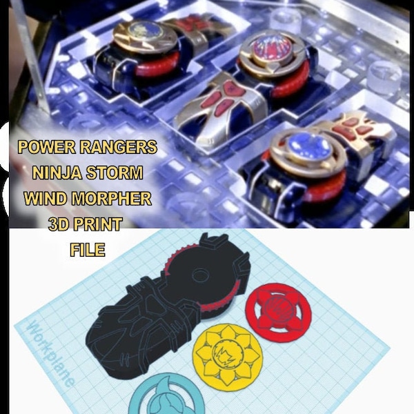 DIGITAL Ninja Storm/Hurricaneger Wind Morpher med Power Coins 3D STL-FIL