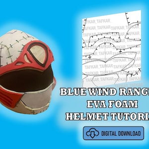 Ninja Storm Hurricaneger - Blue Wind Ranger Eva Foam Helmet Pdf TEMPLATE for Cosplay