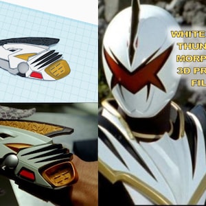 DIGITAL White Dino Thunder AbareKiller Morpher 3D PRINT FILE