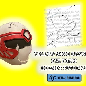 Ninja Storm Hurricaneger - Yellow Wind Ranger Eva Foam Helmet Pdf TEMPLATE for Cosplay