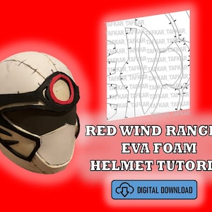 Ninja Storm Hurricaneger - Red Wind Ranger Eva Foam Helmet Pdf TEMPLATE for Cosplay